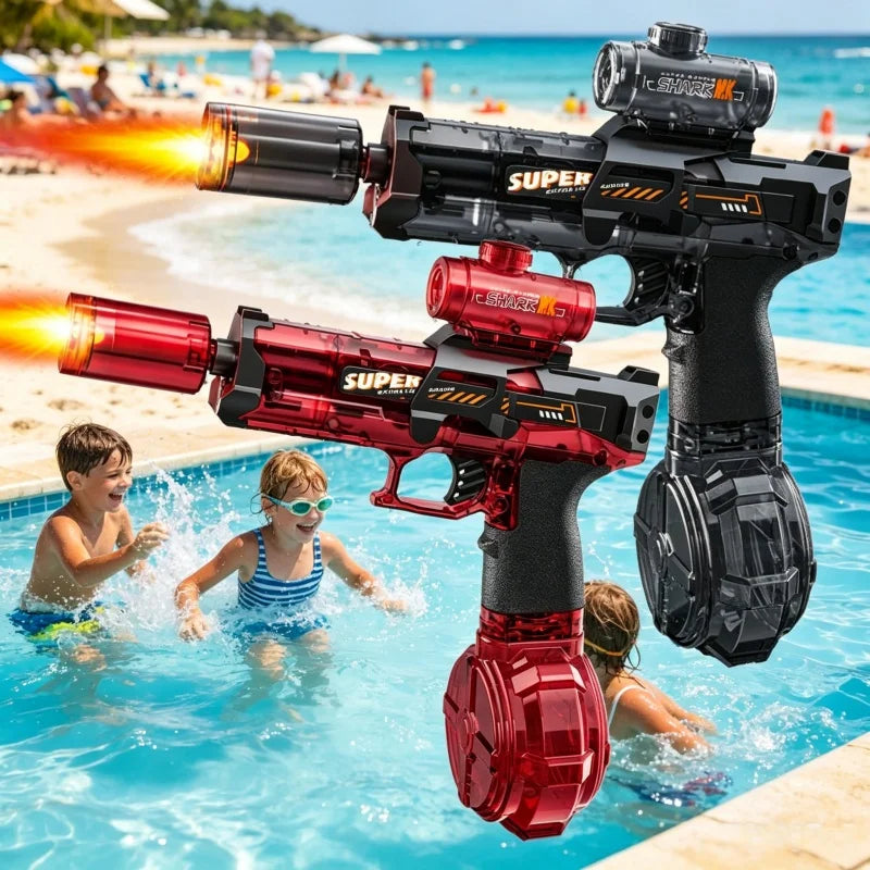 LED Light Up Electric Water Gun for Boys Automatic Shooting Glow Water Blasters Children Summer Outdoor Beach Pool Toys for Kids