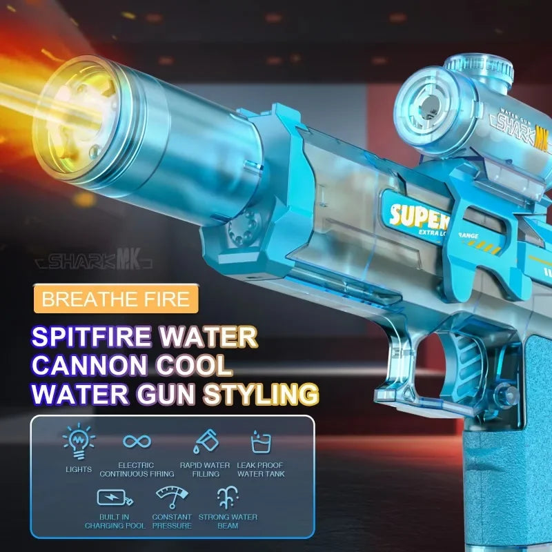 LED Light Up Electric Water Gun for Boys Automatic Shooting Glow Water Blasters Children Summer Outdoor Beach Pool Toys for Kids