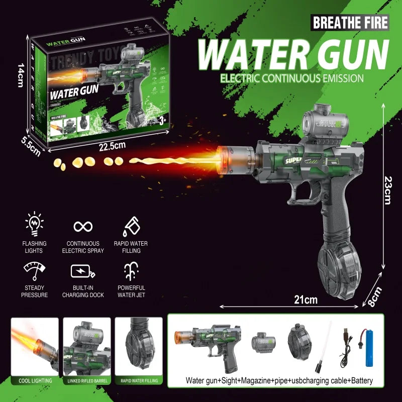 LED Light Up Electric Water Gun for Boys Automatic Shooting Glow Water Blasters Children Summer Outdoor Beach Pool Toys for Kids