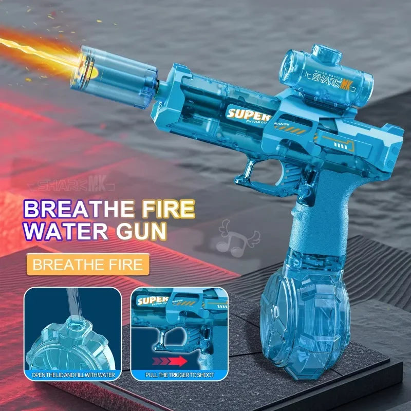 LED Light Up Electric Water Gun for Boys Automatic Shooting Glow Water Blasters Children Summer Outdoor Beach Pool Toys for Kids