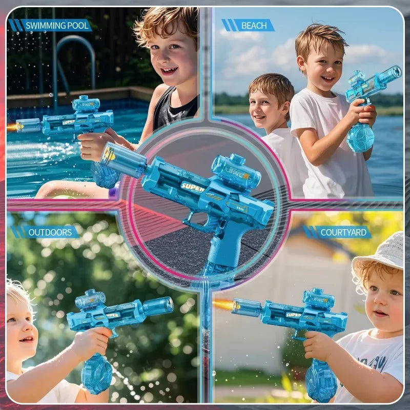 LED Light Up Electric Water Gun for Boys Automatic Shooting Glow Water Blasters Children Summer Outdoor Beach Pool Toys for Kids