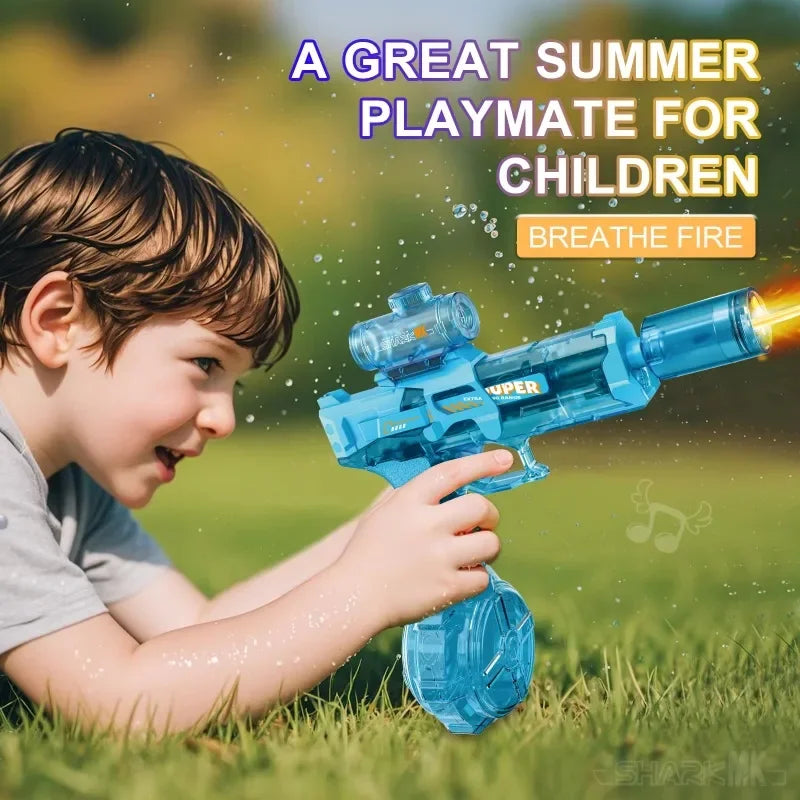 LED Light Up Electric Water Gun for Boys Automatic Shooting Glow Water Blasters Children Summer Outdoor Beach Pool Toys for Kids